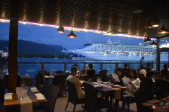 Cruise-ship-passing-restaurant